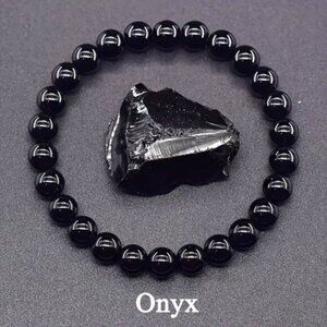 Onyx Beaded Stretch Bracelet Men & Women 8mm
